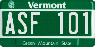 VT license plate ASF101