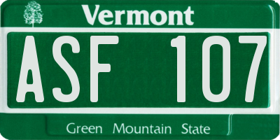 VT license plate ASF107