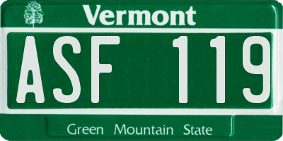 VT license plate ASF119