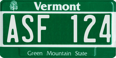 VT license plate ASF124