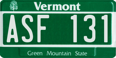 VT license plate ASF131