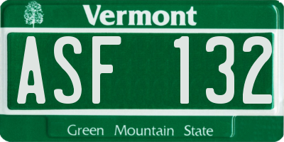 VT license plate ASF132