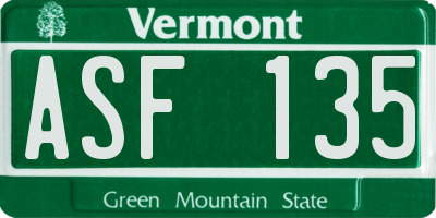 VT license plate ASF135