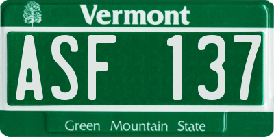 VT license plate ASF137