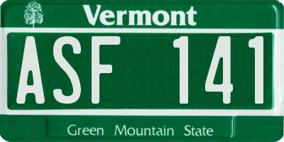 VT license plate ASF141