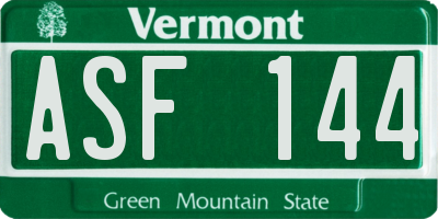 VT license plate ASF144
