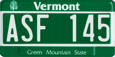 VT license plate ASF145