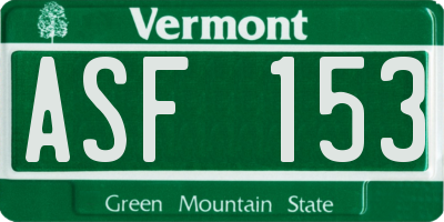 VT license plate ASF153