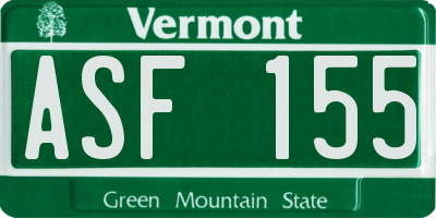VT license plate ASF155