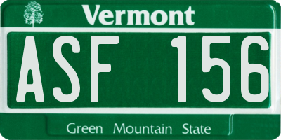 VT license plate ASF156