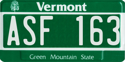 VT license plate ASF163