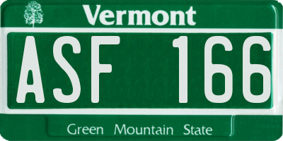 VT license plate ASF166