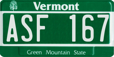 VT license plate ASF167