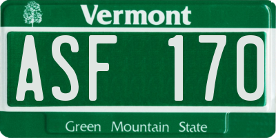 VT license plate ASF170