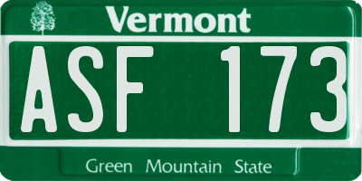 VT license plate ASF173
