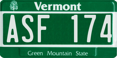 VT license plate ASF174