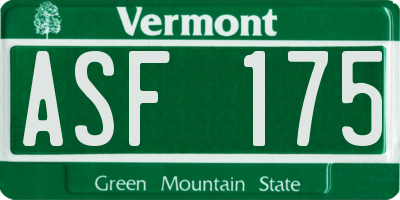 VT license plate ASF175