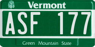 VT license plate ASF177