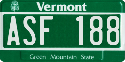 VT license plate ASF188