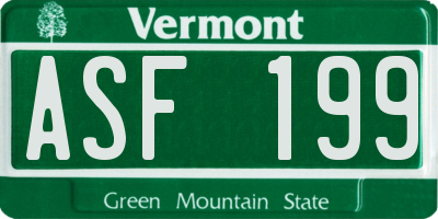 VT license plate ASF199