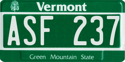 VT license plate ASF237