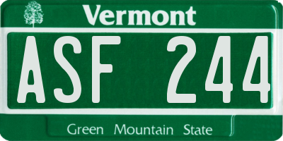 VT license plate ASF244