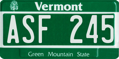 VT license plate ASF245