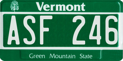 VT license plate ASF246