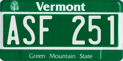 VT license plate ASF251