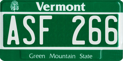 VT license plate ASF266