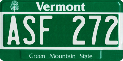 VT license plate ASF272