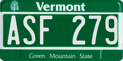 VT license plate ASF279