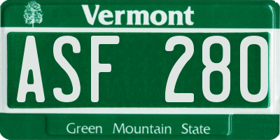 VT license plate ASF280