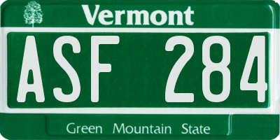 VT license plate ASF284
