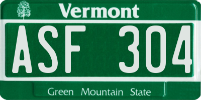 VT license plate ASF304