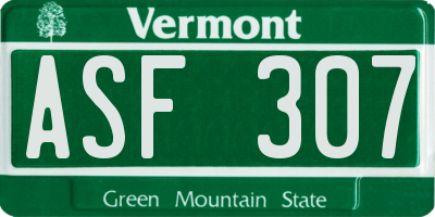 VT license plate ASF307