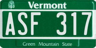 VT license plate ASF317