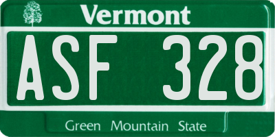 VT license plate ASF328