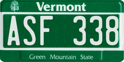 VT license plate ASF338