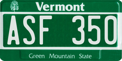 VT license plate ASF350