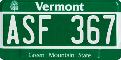VT license plate ASF367
