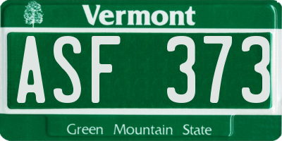 VT license plate ASF373