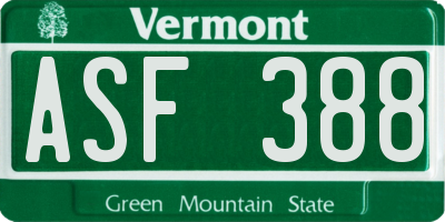 VT license plate ASF388