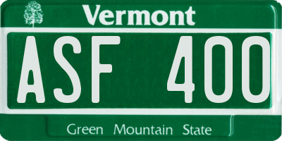 VT license plate ASF400