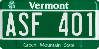 VT license plate ASF401