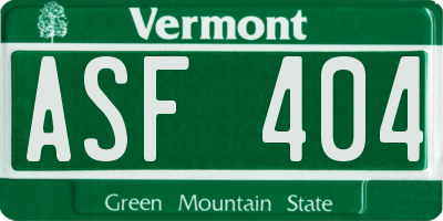 VT license plate ASF404