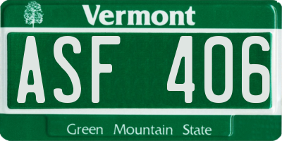 VT license plate ASF406