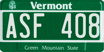 VT license plate ASF408