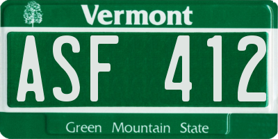 VT license plate ASF412