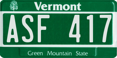 VT license plate ASF417